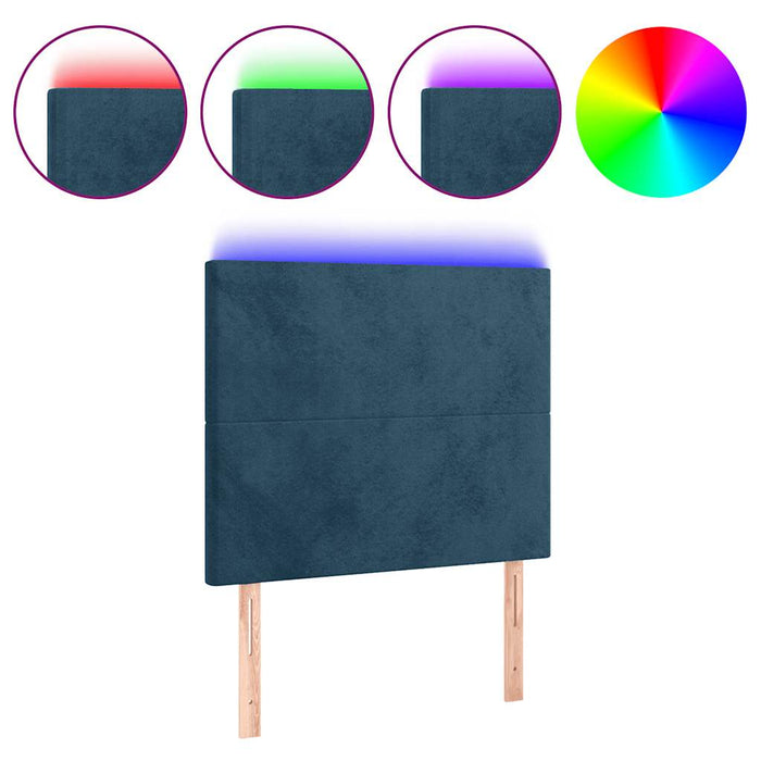 Tăblie de pat cu LED, albastru închis, 100x5x118/128cm, catifea - WALTI WALTI