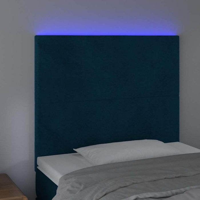 Tăblie de pat cu LED, albastru închis, 100x5x118/128cm, catifea - WALTI WALTI