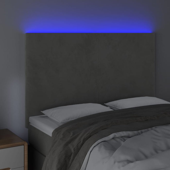 Tăblie de pat cu LED, gri deschis, 144x5x118/128 cm, catifea - WALTI WALTI