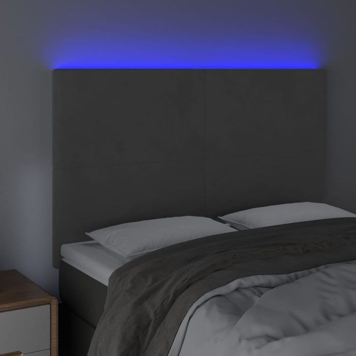 Tăblie de pat cu LED, gri închis, 144x5x118/128 cm, catifea - WALTI WALTI