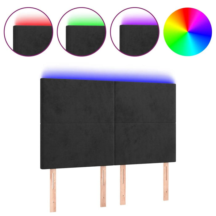 Tăblie de pat cu LED, negru, 144x5x118/128 cm, catifea - WALTI WALTI