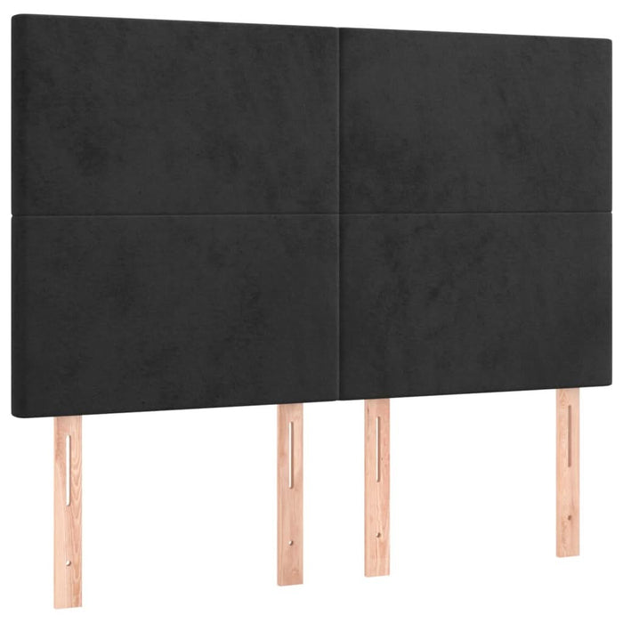 Tăblie de pat cu LED, negru, 144x5x118/128 cm, catifea - WALTI WALTI