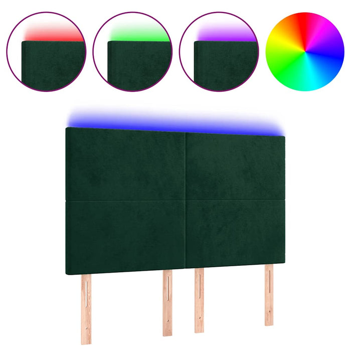 Tăblie de pat cu LED, verde închis, 144x5x118/128 cm, catifea - WALTI WALTI