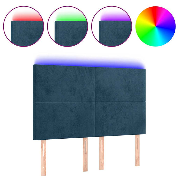 Tăblie de pat cu LED, albastru închis, 144x5x118/128cm, catifea - WALTI WALTI
