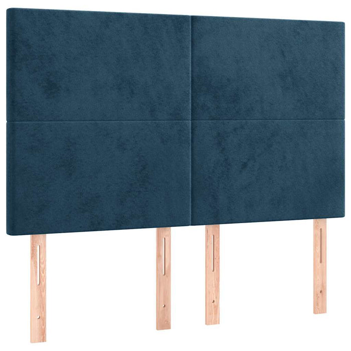 Tăblie de pat cu LED, albastru închis, 144x5x118/128cm, catifea - WALTI WALTI