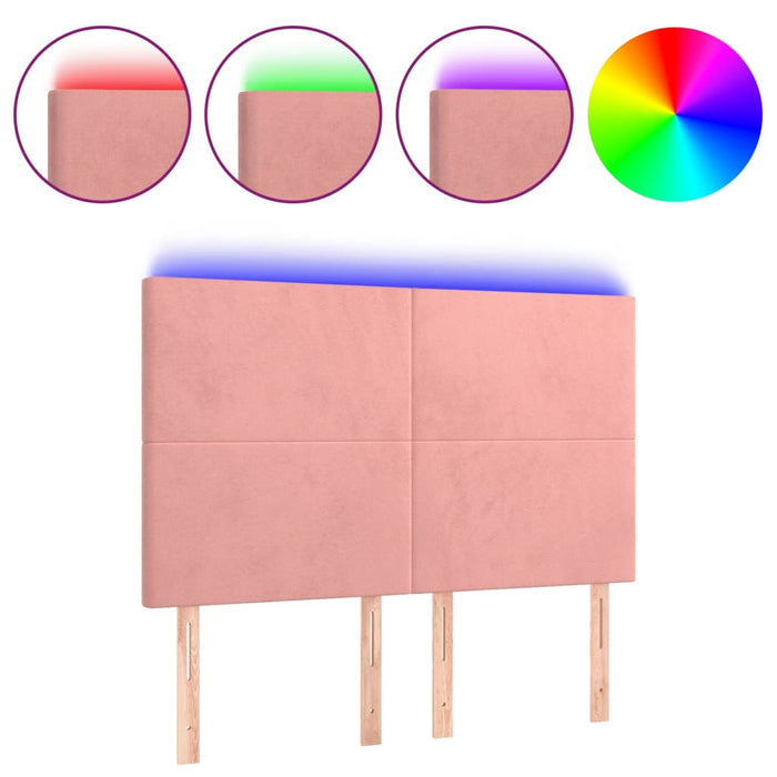 Tăblie de pat cu LED, roz, 144x5x118/128 cm, catifea - WALTI WALTI