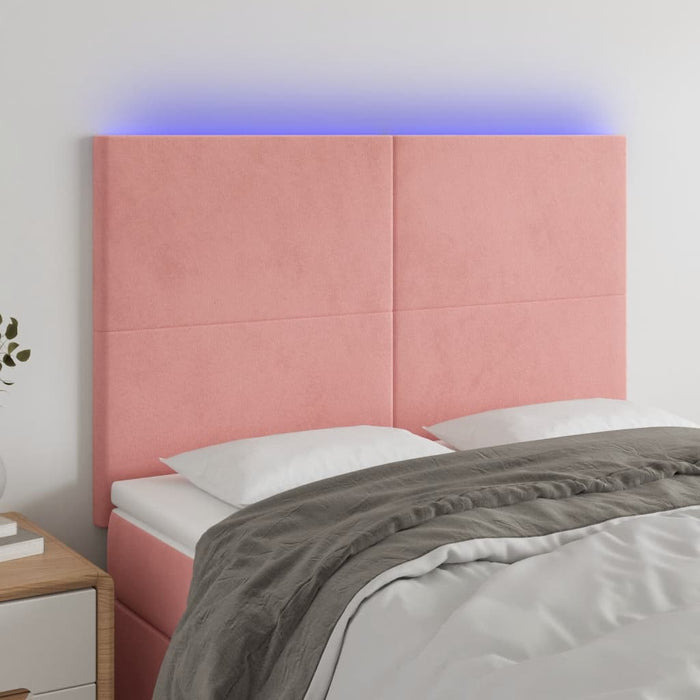 Tăblie de pat cu LED, roz, 144x5x118/128 cm, catifea - WALTI WALTI