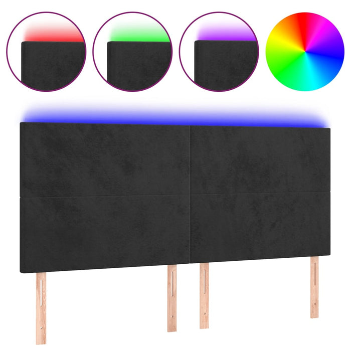 Tăblie de pat cu LED, negru, 160x5x118/128 cm, catifea - WALTI WALTI