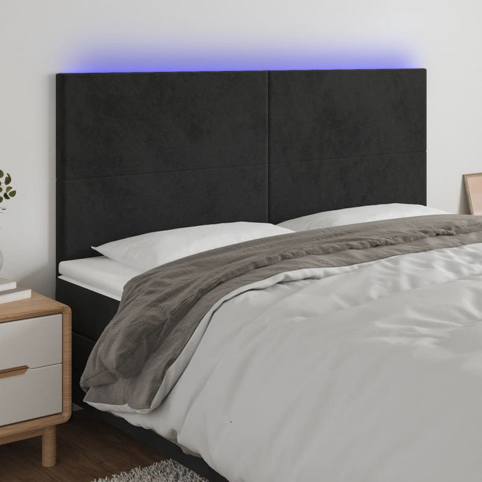 Tăblie de pat cu LED, negru, 160x5x118/128 cm, catifea - WALTI WALTI