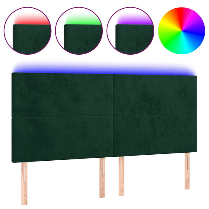 Tăblie de pat cu LED, verde închis, 160x5x118/128 cm, catifea - WALTI WALTI