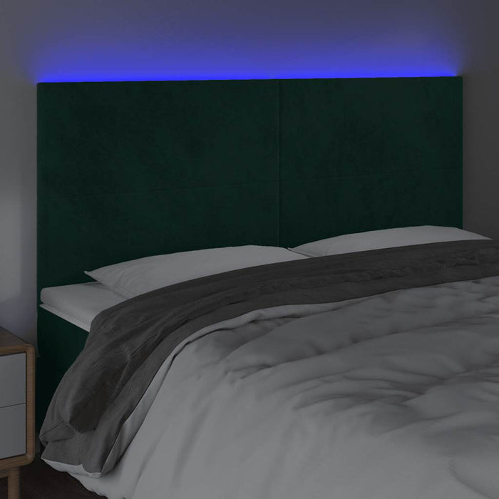 Tăblie de pat cu LED, verde închis, 160x5x118/128 cm, catifea - WALTI WALTI