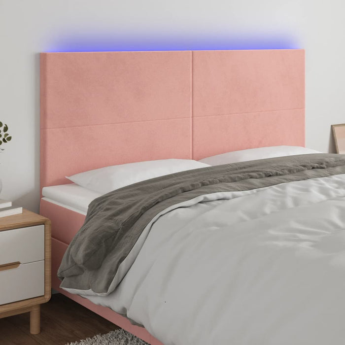 Tăblie de pat cu LED, roz, 160x5x118/128 cm, catifea - WALTI WALTI