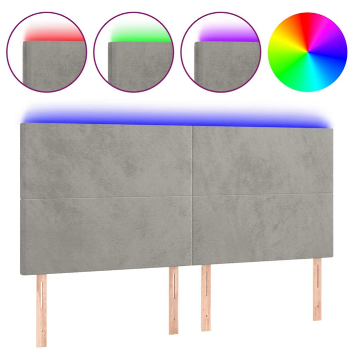 Tăblie de pat cu LED, gri deschis, 180x5x118/128 cm, catifea - WALTI WALTI