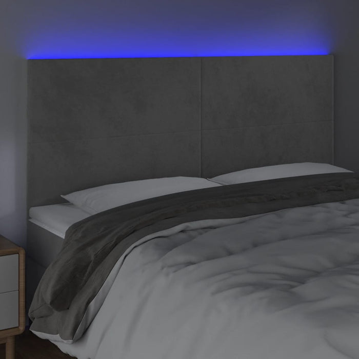 Tăblie de pat cu LED, gri deschis, 180x5x118/128 cm, catifea - WALTI WALTI