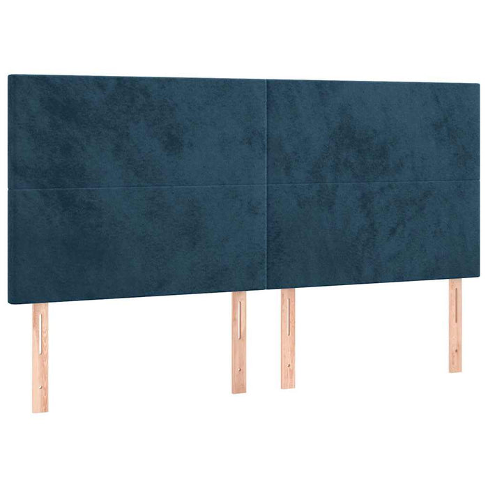 Tăblie de pat cu LED, albastru închis, 180x5x118/128cm, catifea - WALTI WALTI