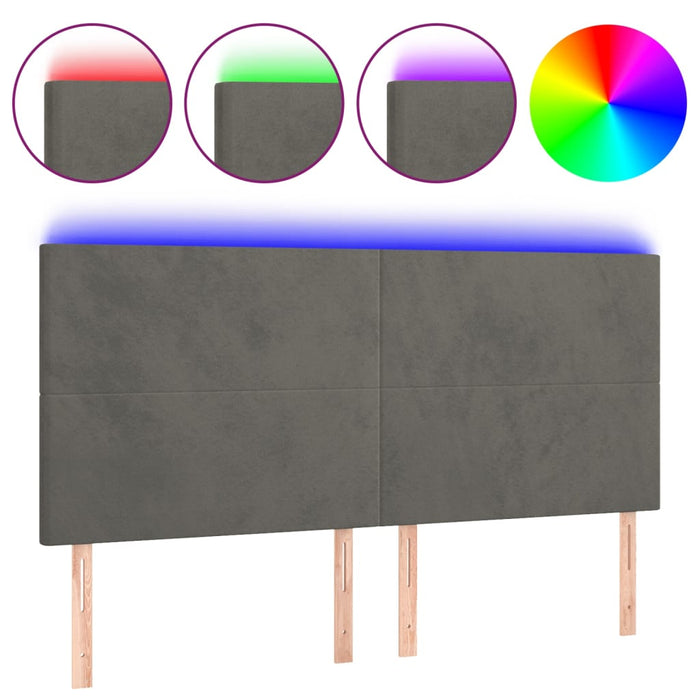 Tăblie de pat cu LED, gri închis, 200x5x118/128 cm, catifea - WALTI WALTI