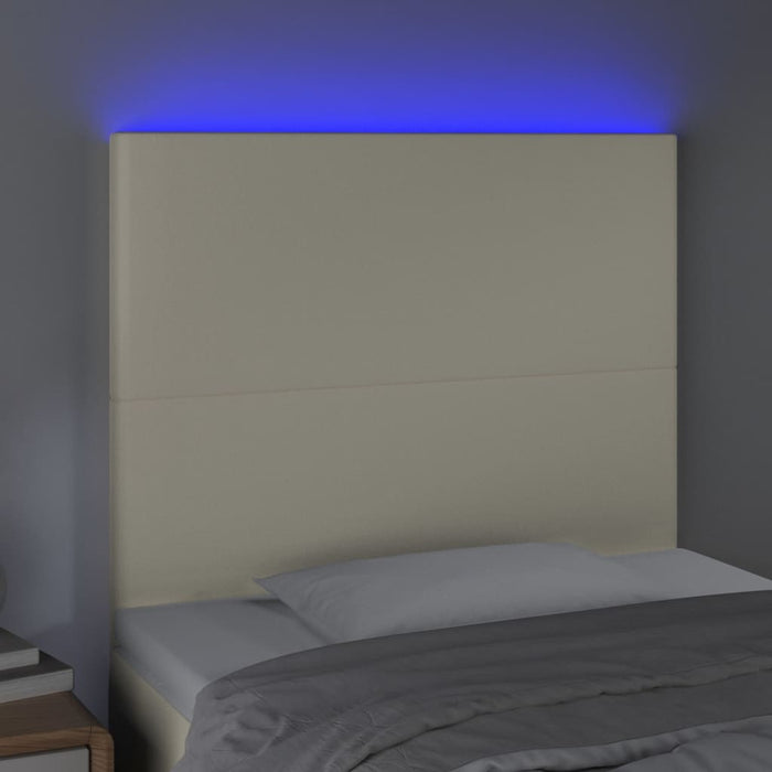 Tăblie de pat cu LED, crem, 80x5x118/128 cm, piele ecologică - WALTI WALTI