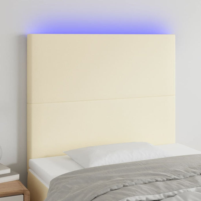 Tăblie de pat cu LED, crem, 80x5x118/128 cm, piele ecologică - WALTI WALTI