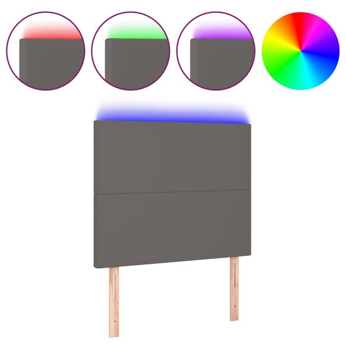 Tăblie de pat cu LED, gri, 80x5x118/128 cm, piele ecologică WALTI