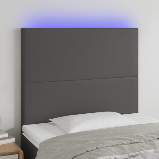 Tăblie de pat cu LED, gri, 80x5x118/128 cm, piele ecologică - WALTI WALTI