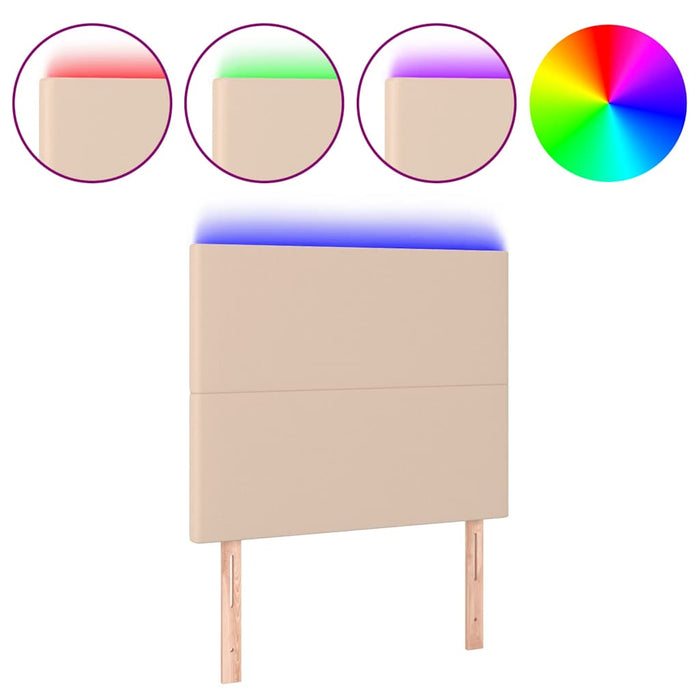 Tăblie de pat cu LED cappuccino 80x5x118/128cm, piele ecologică - WALTI WALTI