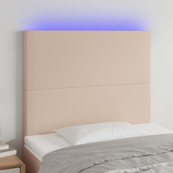 Tăblie de pat cu LED cappuccino 80x5x118/128cm, piele ecologică - WALTI WALTI