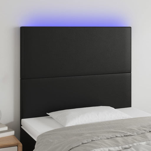 Tăblie de pat cu LED, negru, 90x5x118/128 cm, catifea - WALTI WALTI