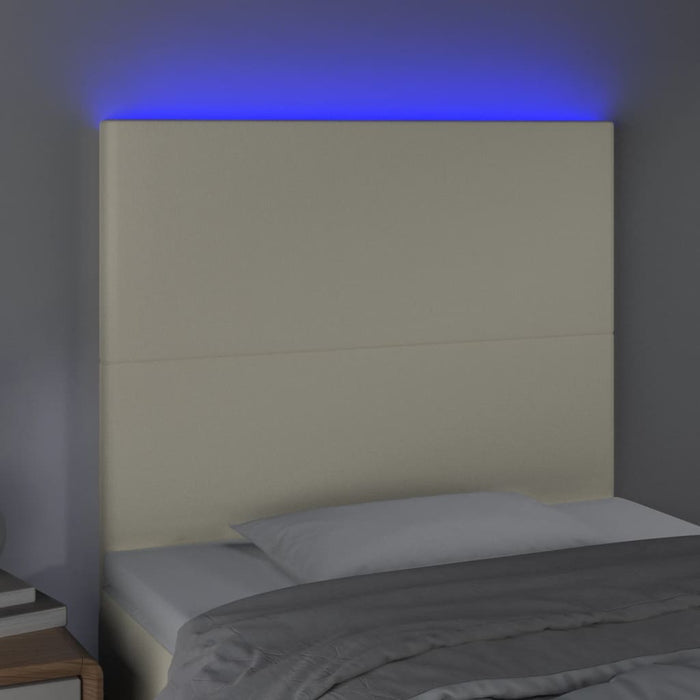 Tăblie de pat cu LED, crem, 90x5x118/128 cm, piele ecologică - WALTI WALTI