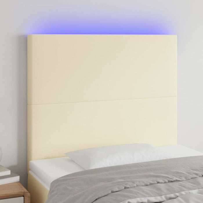 Tăblie de pat cu LED, crem, 90x5x118/128 cm, piele ecologică - WALTI WALTI