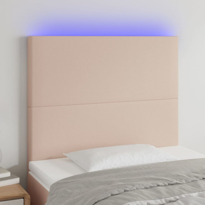 Tăblie de pat cu LED cappuccino 90x5x118/128cm, piele ecologică WALTI