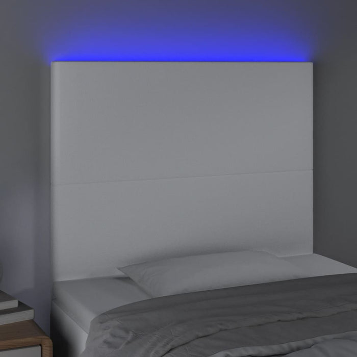 Tăblie de pat cu LED, alb, 100x5x118/128 cm, piele ecologică - WALTI WALTI
