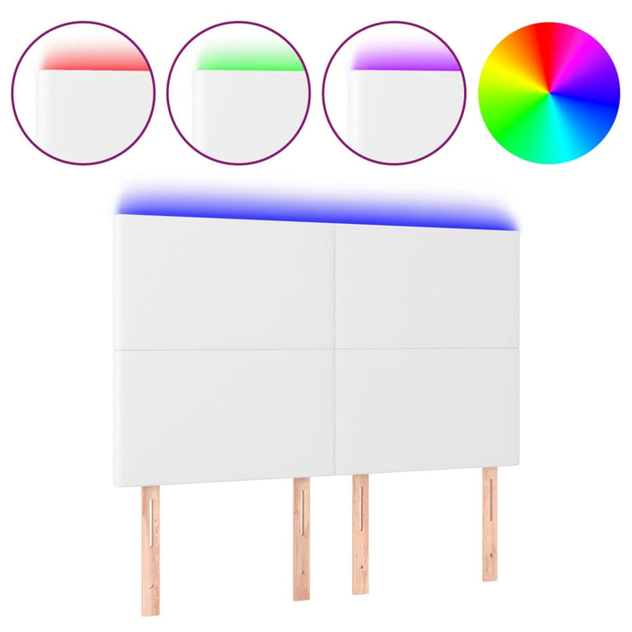 Tăblie de pat cu LED, alb, 144x5x118/128 cm, piele ecologică - WALTI WALTI