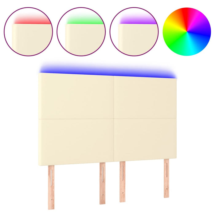 Tăblie de pat cu LED, crem, 144x5x118/128 cm, piele ecologică - WALTI WALTI