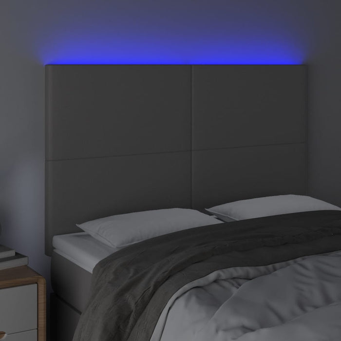 Tăblie de pat cu LED, gri, 144x5x118/128 cm, textil - WALTI WALTI