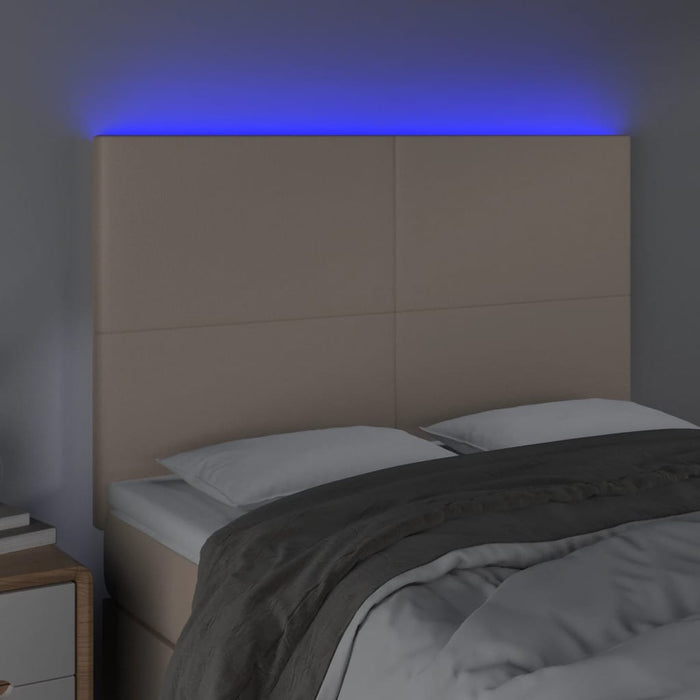 Tăblie de pat cu LED, cappuccino, 144x5x118/128 cm, piele eco WALTI