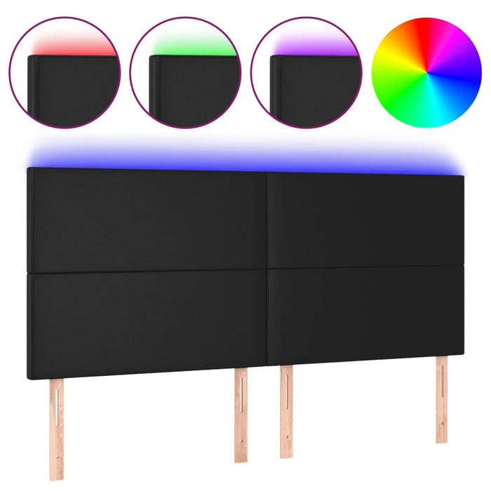 Tăblie cu LED-uri, negru, 160x5x118/128 cm, piele ecologică - WALTI WALTI