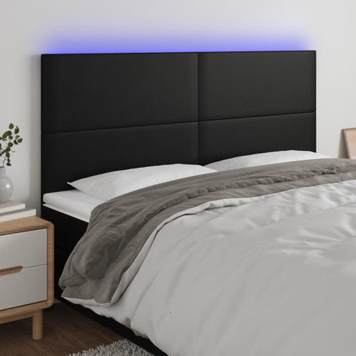 Tăblie cu LED-uri, negru, 160x5x118/128 cm, piele ecologică - WALTI WALTI