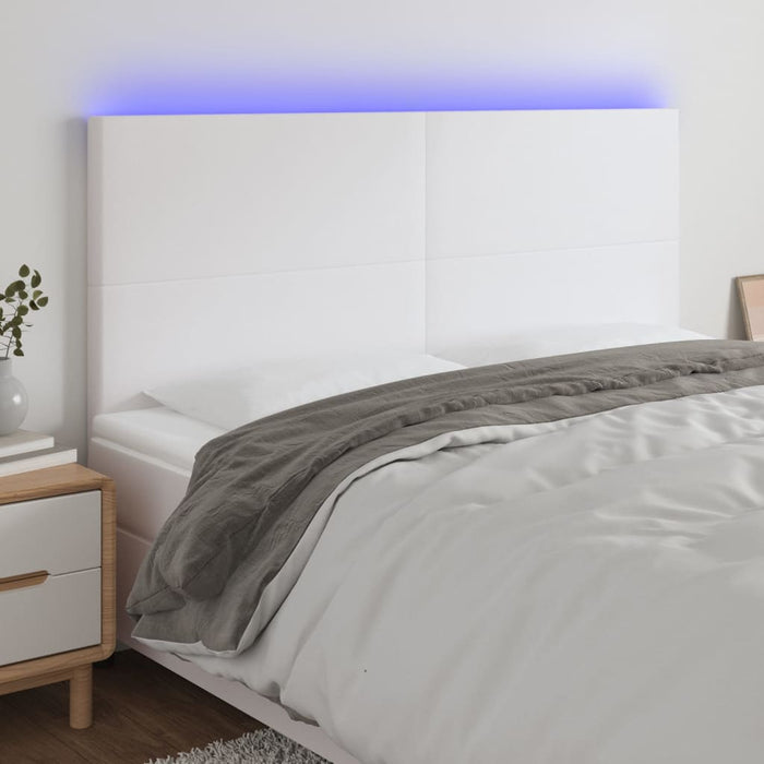 Tăblie cu LED-uri, alb, 160x5x118/128 cm, piele ecologică - WALTI WALTI