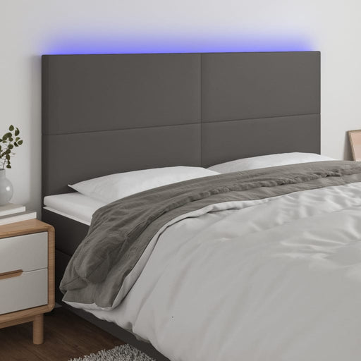 Tăblie cu LED-uri, gri, 160x5x118/128 cm, piele ecologică - WALTI WALTI