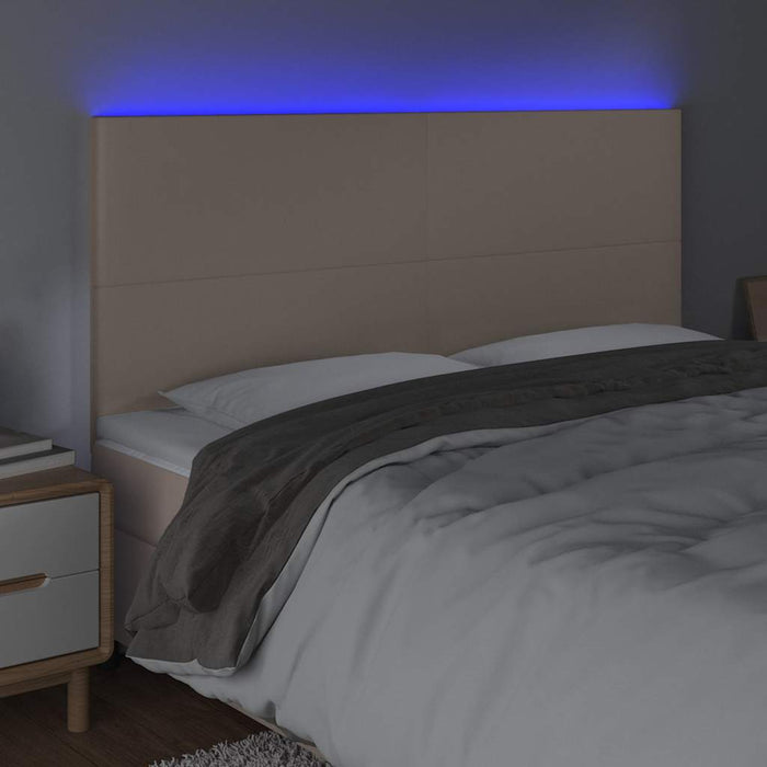 Tăblie de pat cu LED, cappuccino, 160x5x118/128 cm, piele eco - WALTI WALTI