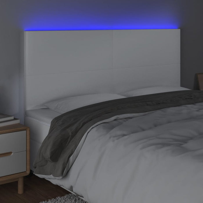 Tăblie de pat cu LED, alb, 180x5x118/128 cm, piele ecologică - WALTI WALTI