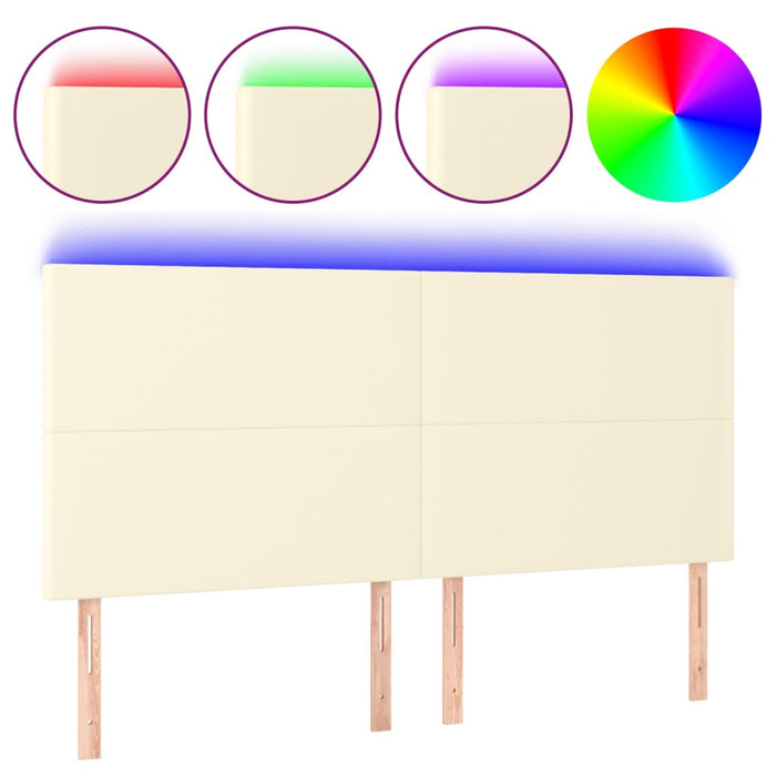 Tăblie de pat cu LED, crem, 163x16x118/128 cm, piele ecologică - WALTI WALTI