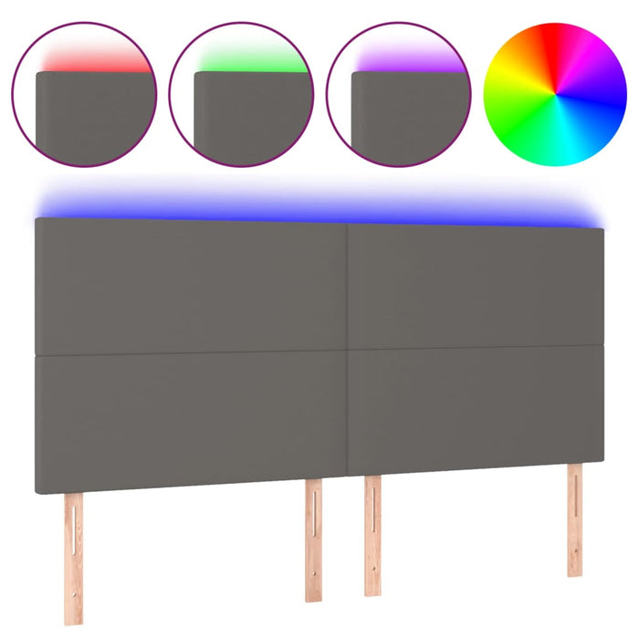 Tăblie de pat cu LED, gri, 180x5x118/128 cm, piele ecologică WALTI