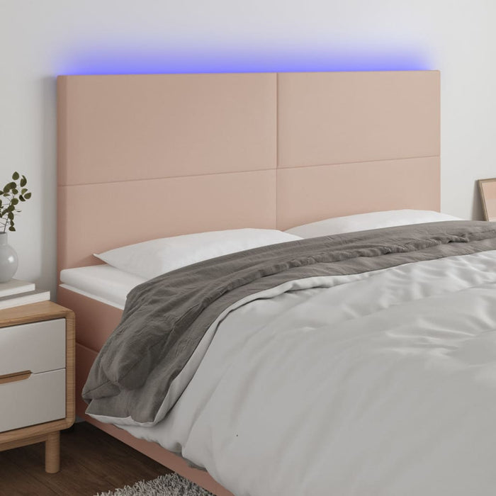 Tăblie de pat cu LED, cappuccino, 200x5x118/128 cm, piele eco WALTI