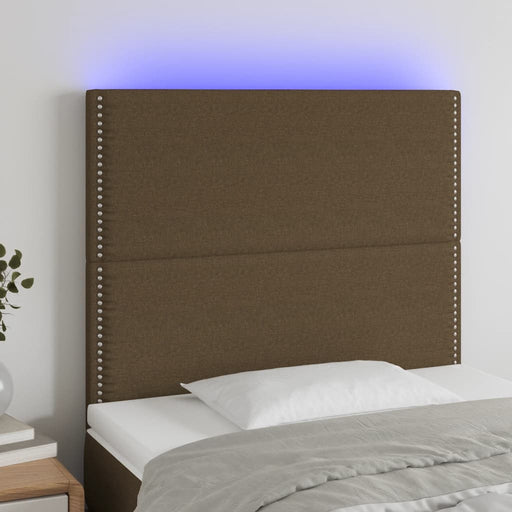 Tăblie de pat cu LED, maro închis, 80x5x118/128 cm, textil - WALTI WALTI