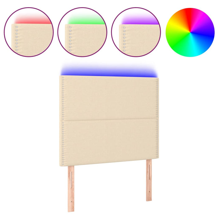 Tăblie de pat cu LED, crem, 90x5x118/128 cm, textil - WALTI WALTI