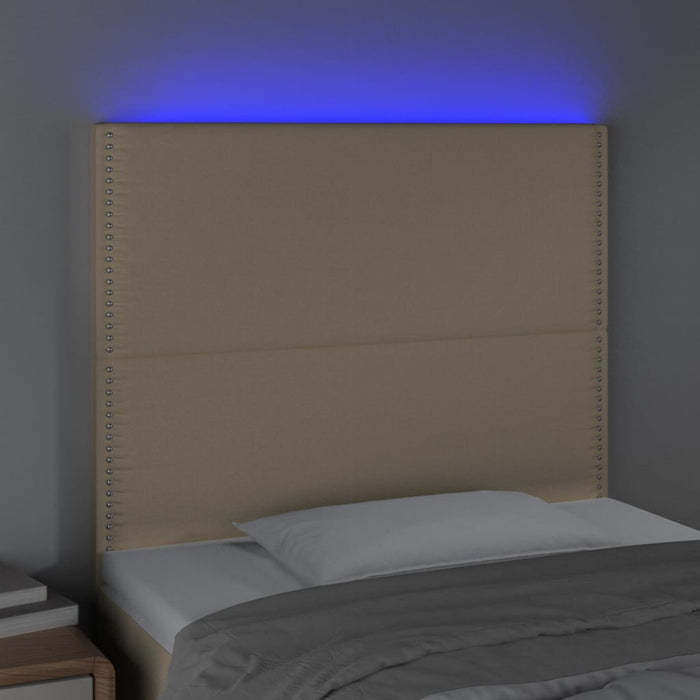Tăblie de pat cu LED, crem, 90x5x118/128 cm, textil - WALTI WALTI