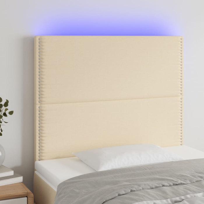 Tăblie de pat cu LED, crem, 90x5x118/128 cm, textil - WALTI WALTI