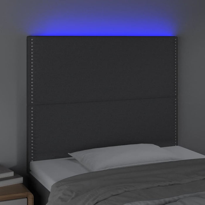 Tăblie de pat cu LED, gri închis, 100x5x118/128 cm, textil - WALTI WALTI