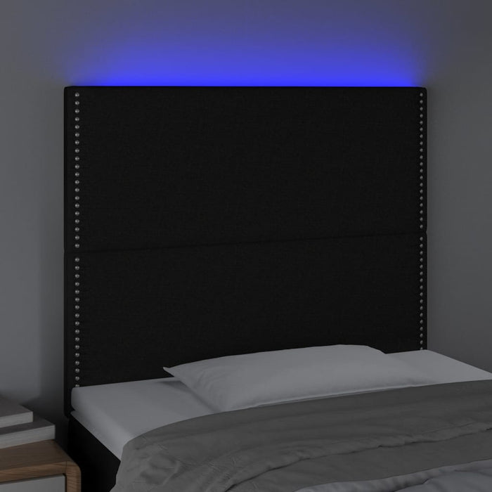 Tăblie de pat cu LED, negru, 100x5x118/128 cm, textil - WALTI WALTI